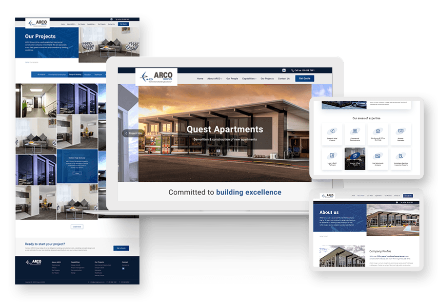 Www.zasderotang created the website for construction company ARCO to present their services